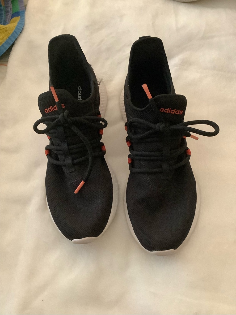 adidas Kids Black Sneakers with Coral Accents